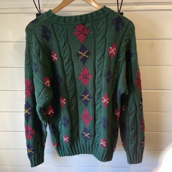 Vintage Cape Isle Knitters Crew Neck Hand Knitted Knit Sweater Green‎ Size: XL - Picture 3 of 6